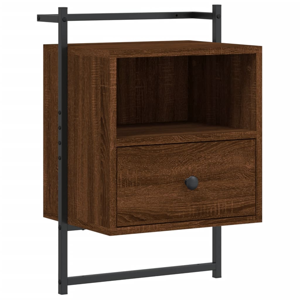 vidaXL Κομοδίνα Επιτοίχια 2 τεμ. Καφέ Δρυς 40x30x61 εκ. Επεξ. Ξύλο