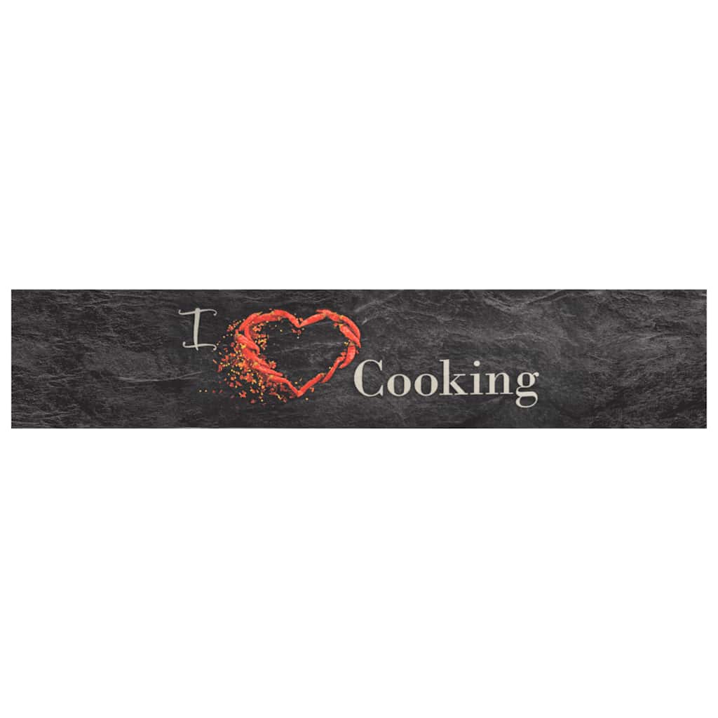 vidaXL Χαλί Κουζίνας Πλενόμενο Μαύρο Επιγρ. Cooking 60x300 εκ. Βελούδο
