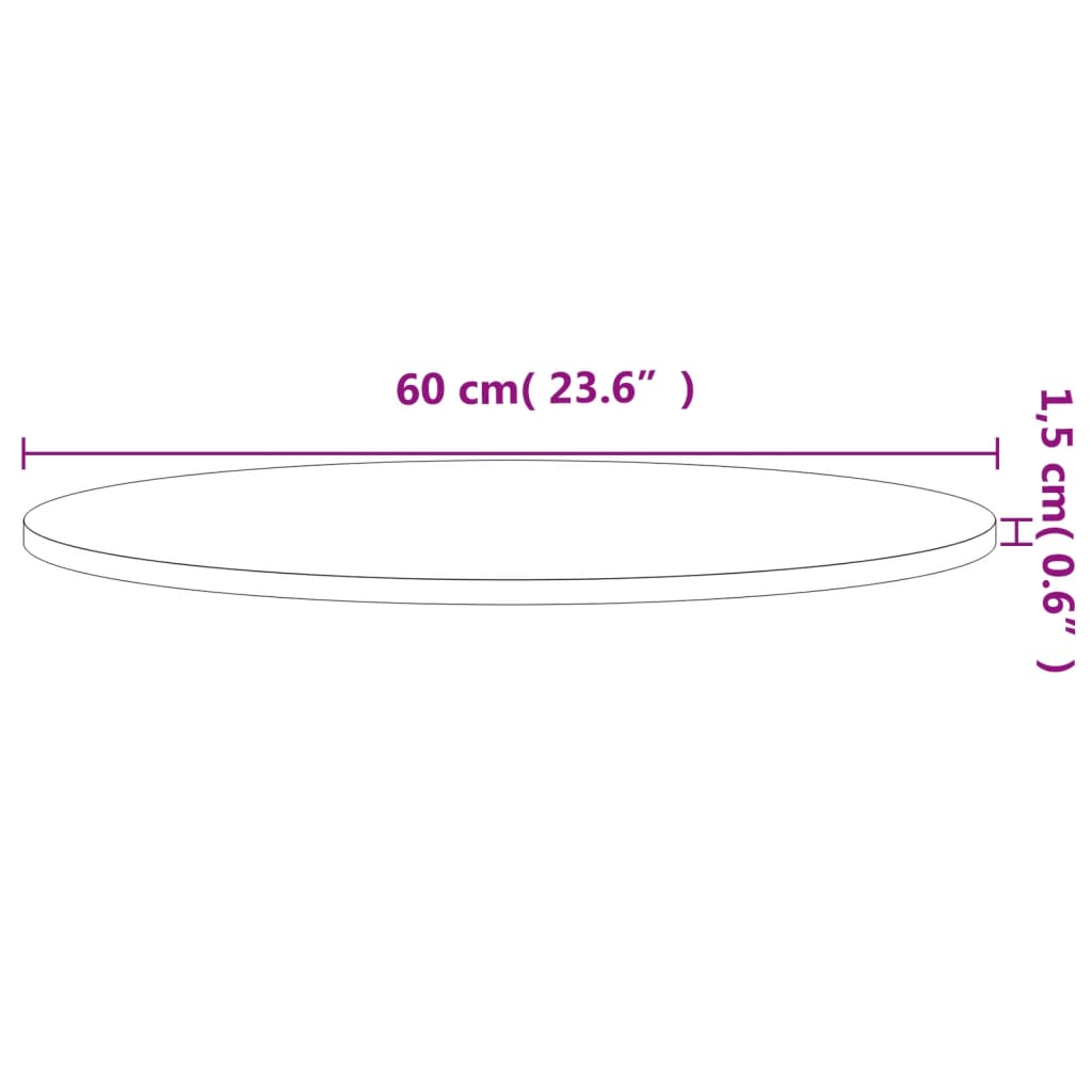vidaXL Επιφάνεια Τραπεζιού Στρογγυλή Ø60x1,5 εκ. Μασίφ Ξύλο Οξιάς