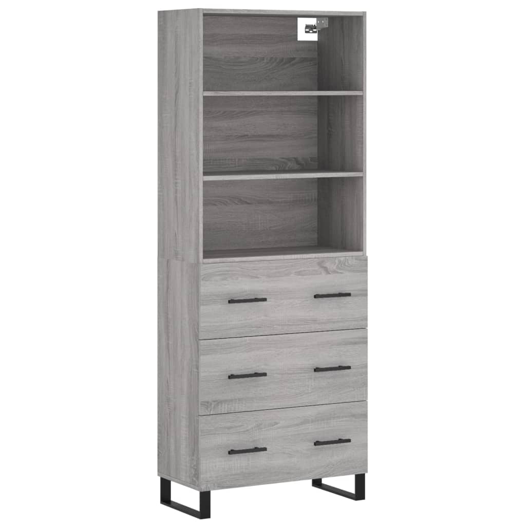 vidaXL Ντουλάπι Γκρι Sonoma 69,5 x 34 x 180 εκ. Επεξεργασμένο Ξύλο
