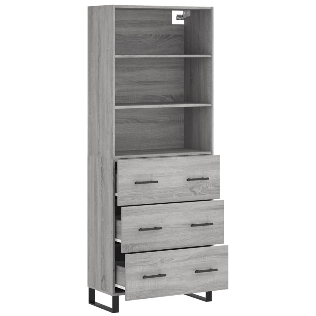 vidaXL Ντουλάπι Γκρι Sonoma 69,5 x 34 x 180 εκ. Επεξεργασμένο Ξύλο