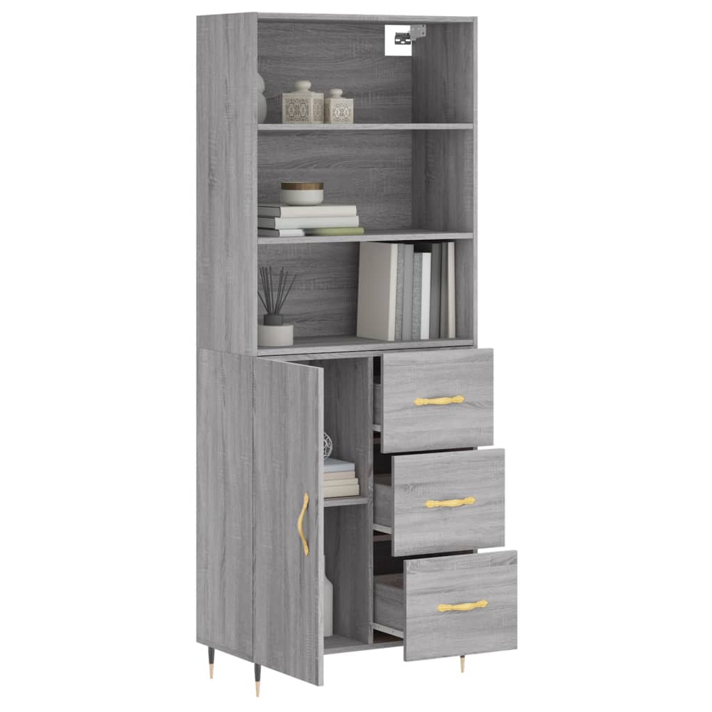 vidaXL Ντουλάπι Γκρι Sonoma 69,5 x 34 x 180 εκ. Επεξεργασμένο Ξύλο