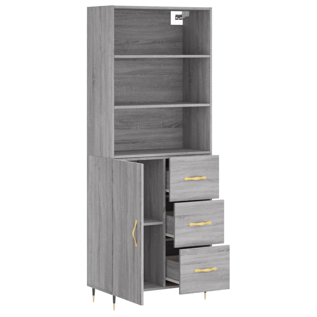 vidaXL Ντουλάπι Γκρι Sonoma 69,5 x 34 x 180 εκ. Επεξεργασμένο Ξύλο