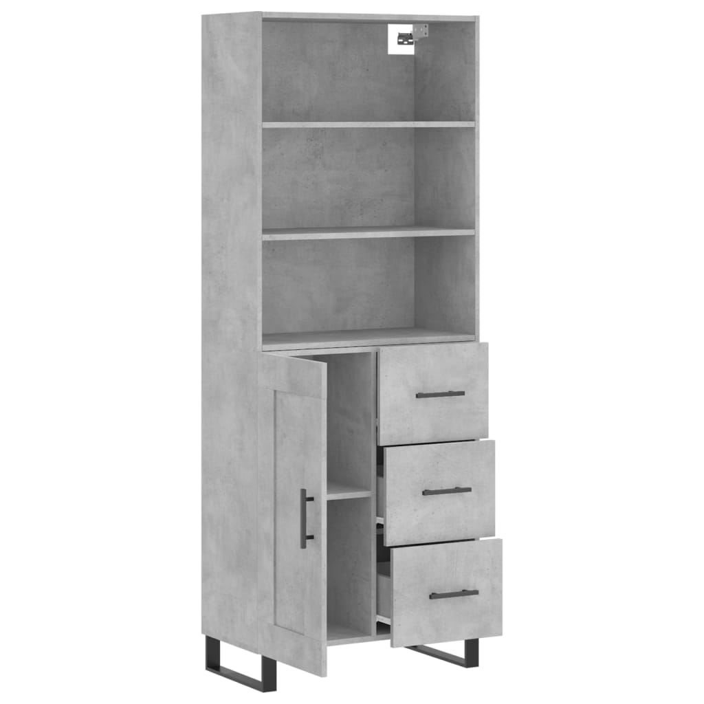 vidaXL Ντουλάπι Γκρι Σκυροδέματος 69,5x34x180 εκ. Επεξεργασμένο Ξύλο