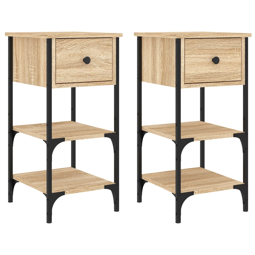 vidaXL Κομοδίνα 2 τεμ. Sonoma Δρυς 34x36x70 εκ. από Επεξεργασμένο Ξύλο