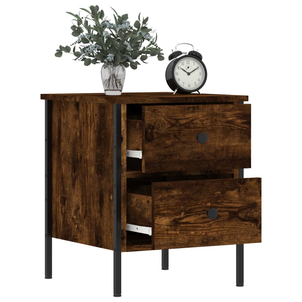 vidaXL Κομοδίνο Καπνιστή Δρυς 40 x 42 x 50 εκ. από Επεξεργασμένο Ξύλο