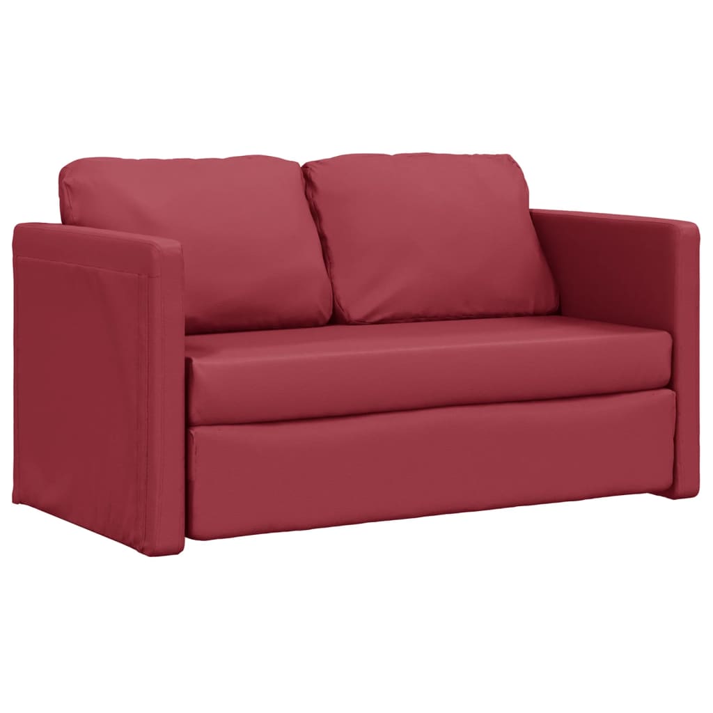 vidaXL Καναπές-Κρεβάτι Δαπέδου 2σε 1 Μπορντό 112x174x55εκ. Συνθ. Δέρμα