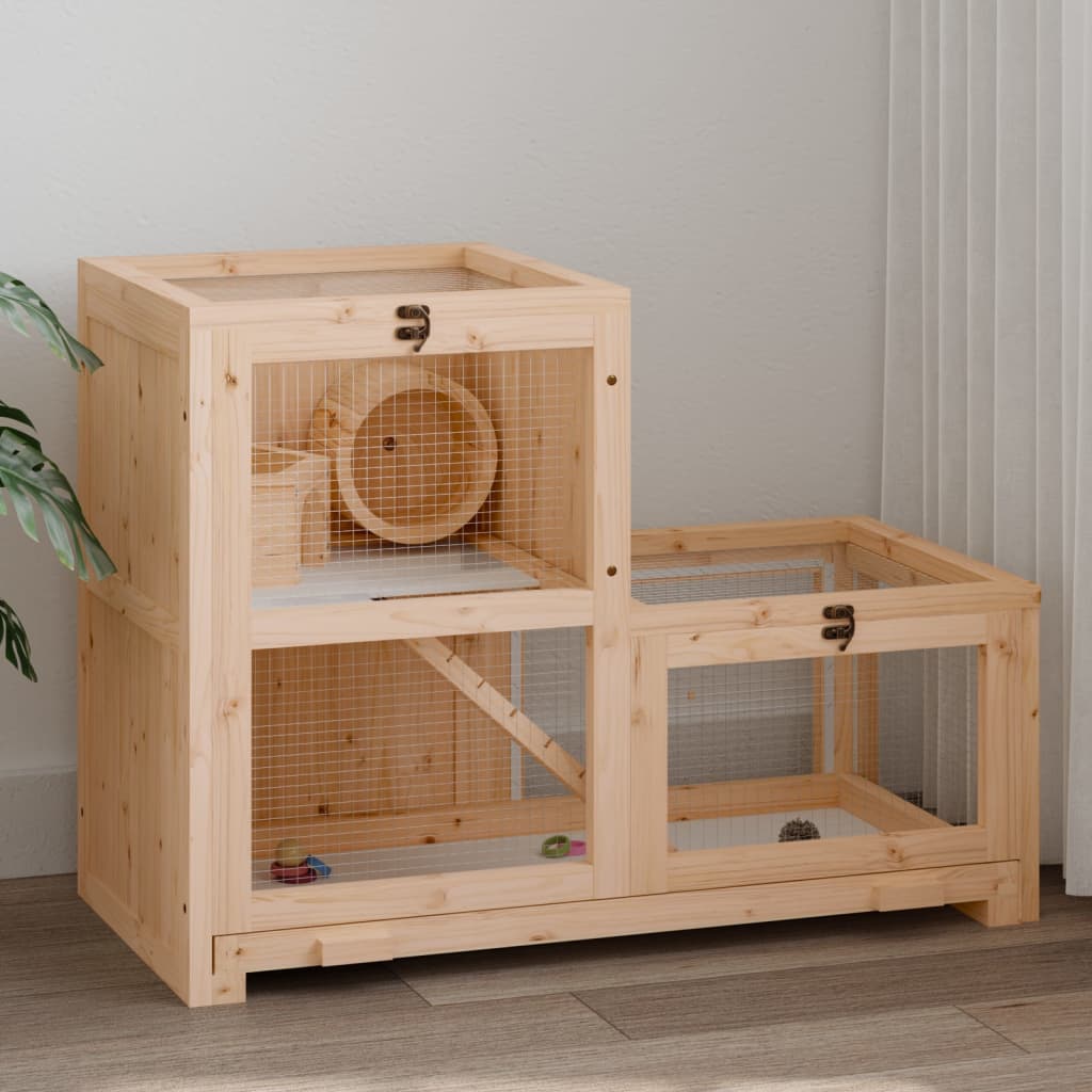 vidaXL Κλουβί Χάμστερ 81 x 40 x 60 εκ. από Μασίφ Ξύλο Ελάτης