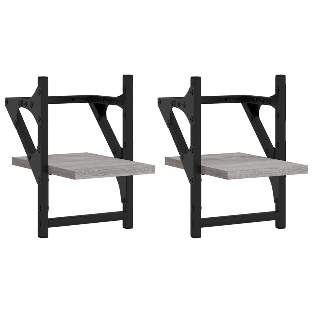 vidaXL Ράφια Τοίχου με Μπάρα 2 τεμ. Γκρι Sonoma 20x25x30 εκ.