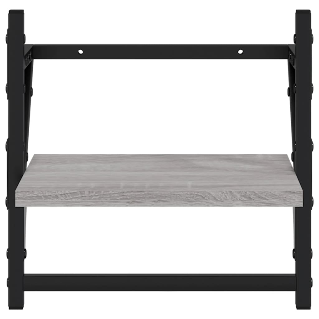 vidaXL Ράφια Τοίχου με Μπάρα 2 τεμ. Γκρι Sonoma 30x25x30 εκ.