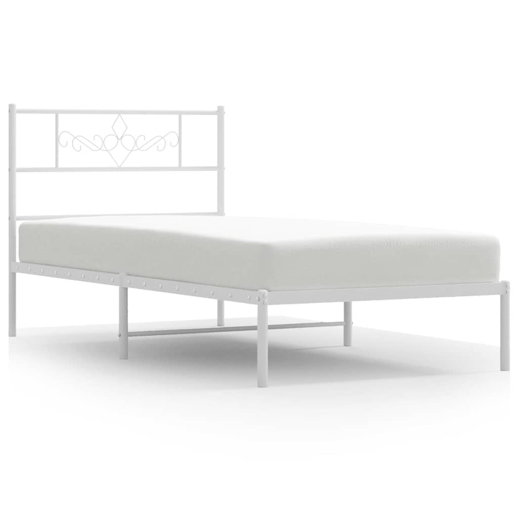 vidaXL Πλαίσιο Κρεβατιού με Κεφαλάρι Λευκό 100 x 200 εκ. Μεταλλικό