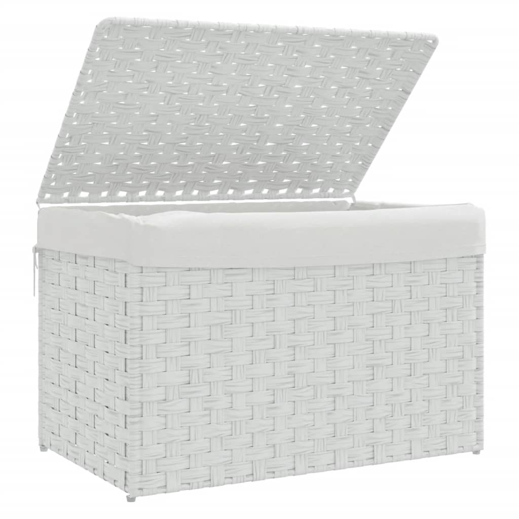 vidaXL Καλάθι Πλυντηρίου με Καπάκι Λευκό 55,5 x 35 x 34εκ. Συνθ. Ρατάν