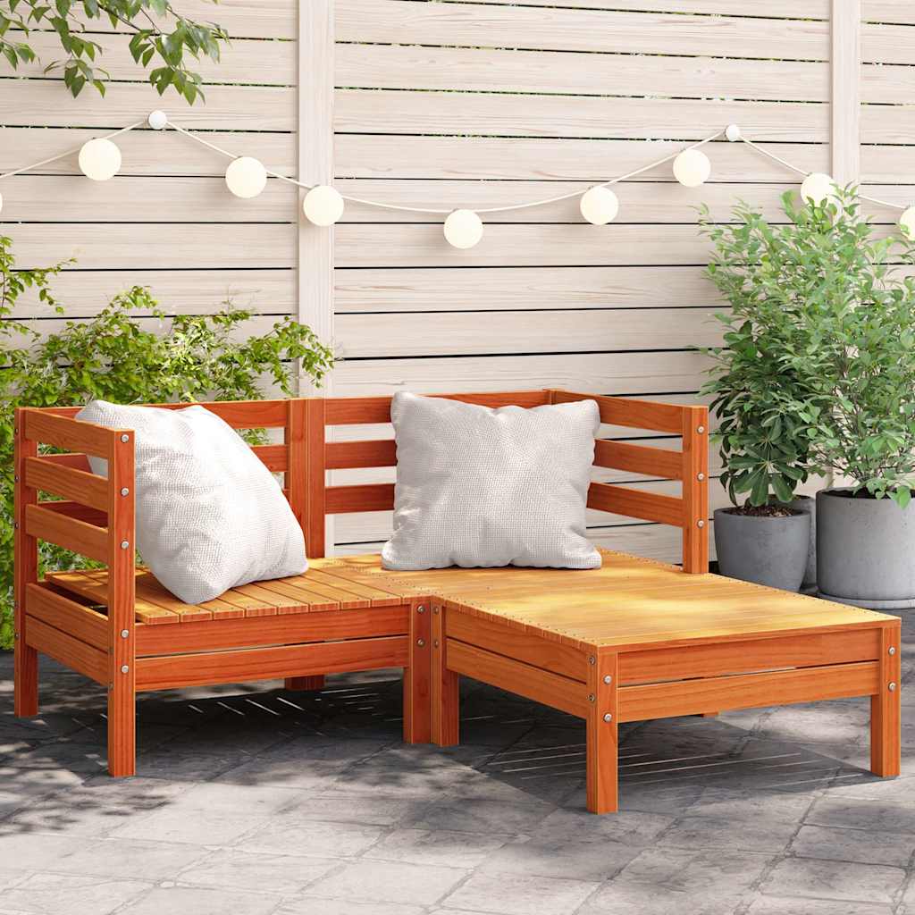 vidaXL Corner Sofa 2-θέσιο Solid pine wood Κερί Παλαίωσης 2-seater