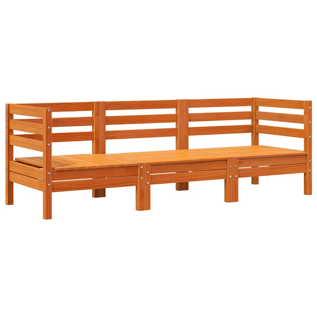 vidaXL Corner Sofa 3-θέσιο Solid Pine Wood Κερί Παλαίωσης 3-Seater