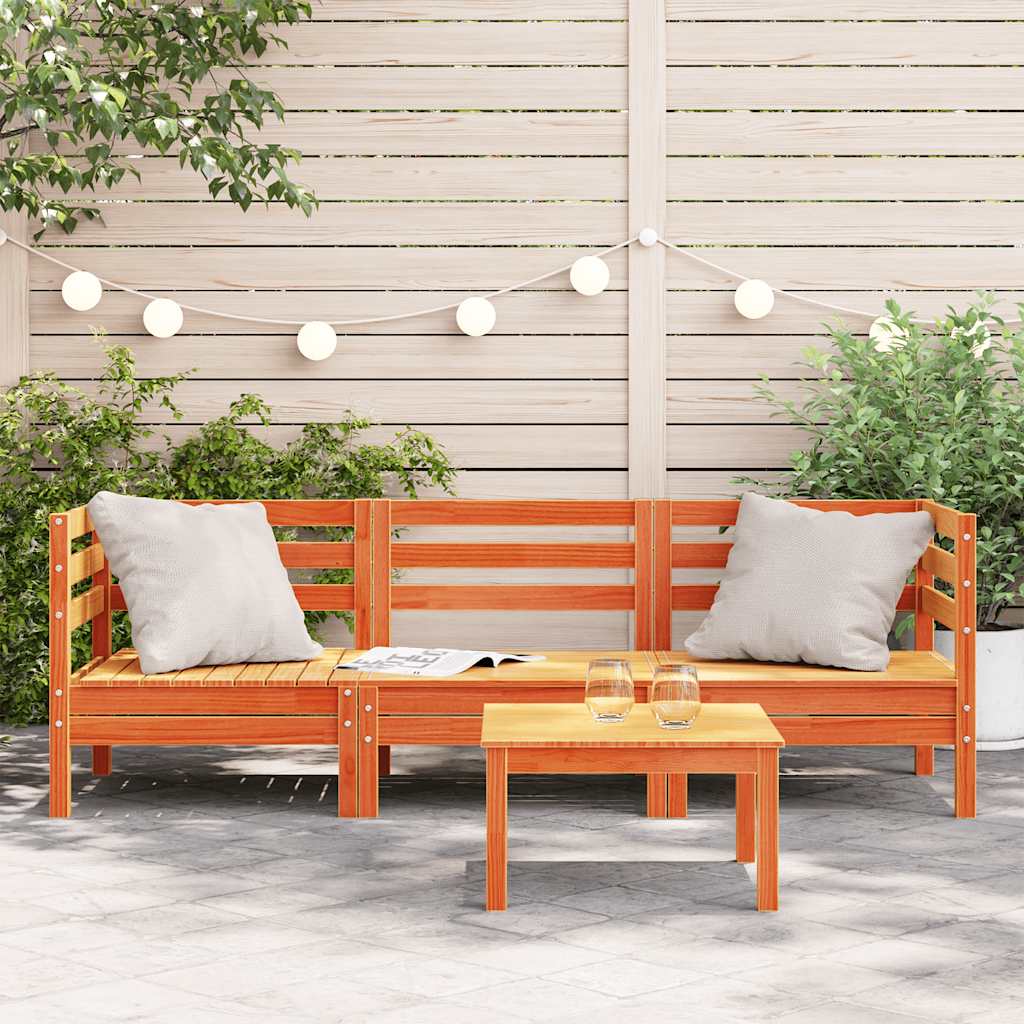 vidaXL Corner Sofa 3-θέσιο Solid Pine Wood Κερί Παλαίωσης 3-Seater