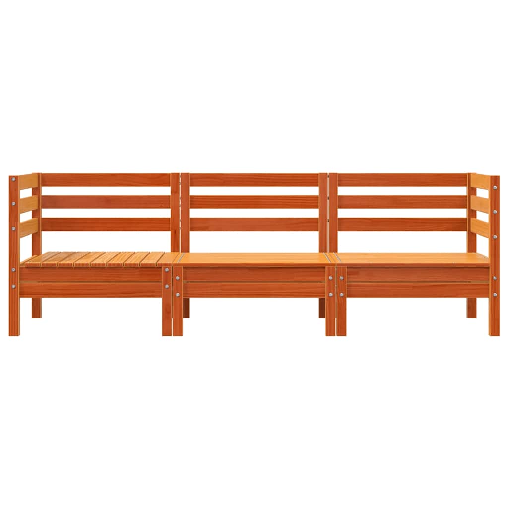vidaXL Corner Sofa 3-θέσιο Solid Pine Wood Κερί Παλαίωσης 3-Seater