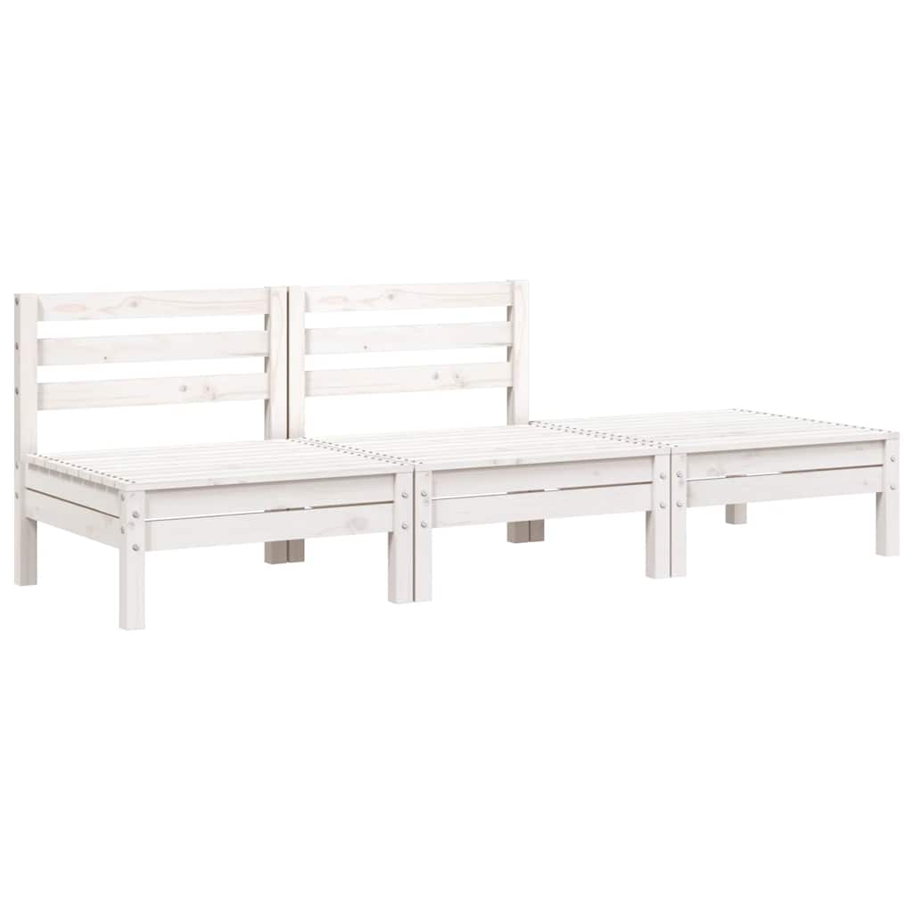 vidaXL Corner Sofa 3-θέσιο Solid pine wood Λευκό πεύκο 3-seater