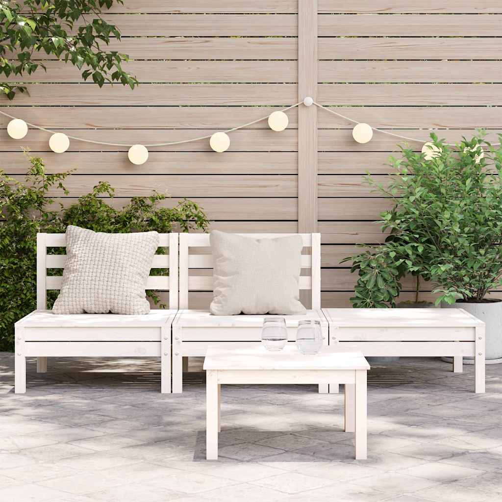 vidaXL Corner Sofa 3-θέσιο Solid pine wood Λευκό πεύκο 3-seater