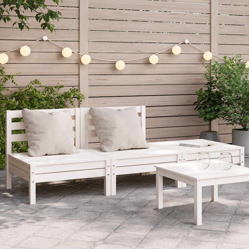 vidaXL Corner Sofa 3-θέσιο Solid pine wood Λευκό πεύκο 3-seater