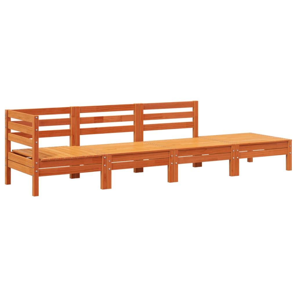 vidaXL Garden Lounge Set 4-θέσια Κερί Παλαίωσης Solid pine wood