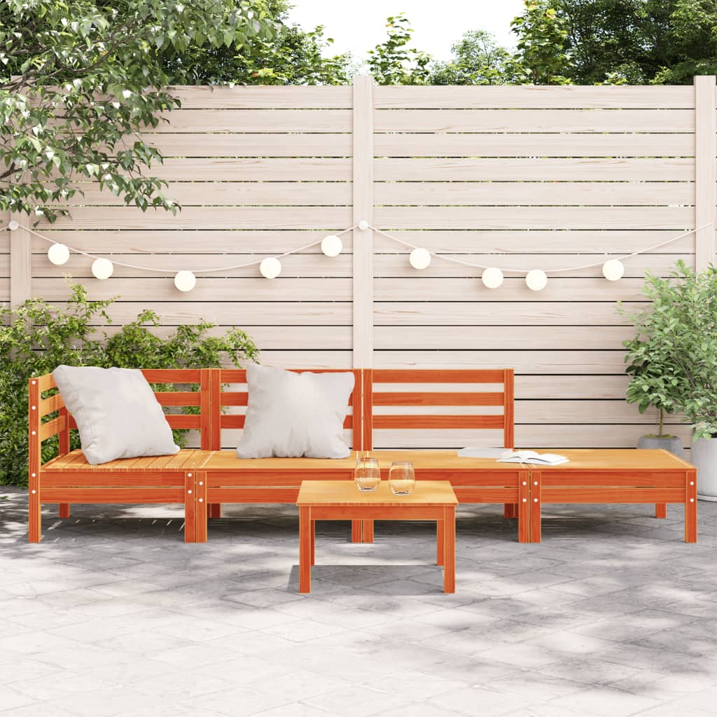 vidaXL Garden Lounge Set 4-θέσια Κερί Παλαίωσης Solid pine wood