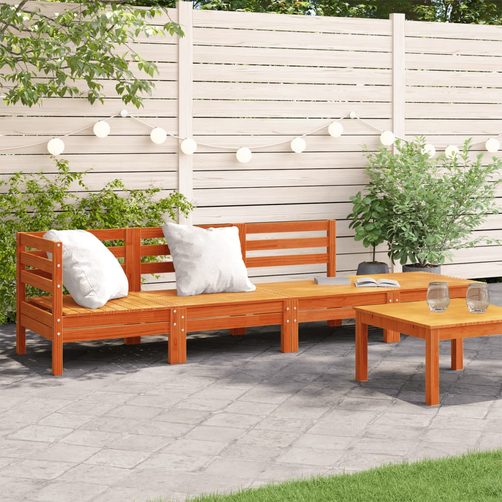 vidaXL Garden Lounge Set 4-θέσια Κερί Παλαίωσης Solid pine wood