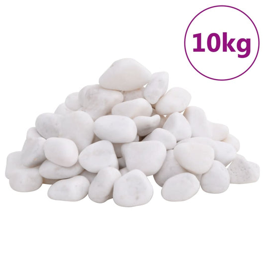 vidaXL Βότσαλα Γυαλισμένα Λευκά 10 κ. 2-5 εκ.
