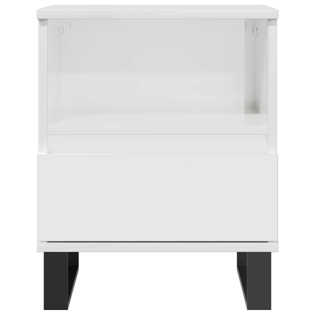vidaXL Κομοδίνο Γυαλ. Λευκό 40 x 35 x 50 εκ. από Επεξεργασμένο Ξύλο