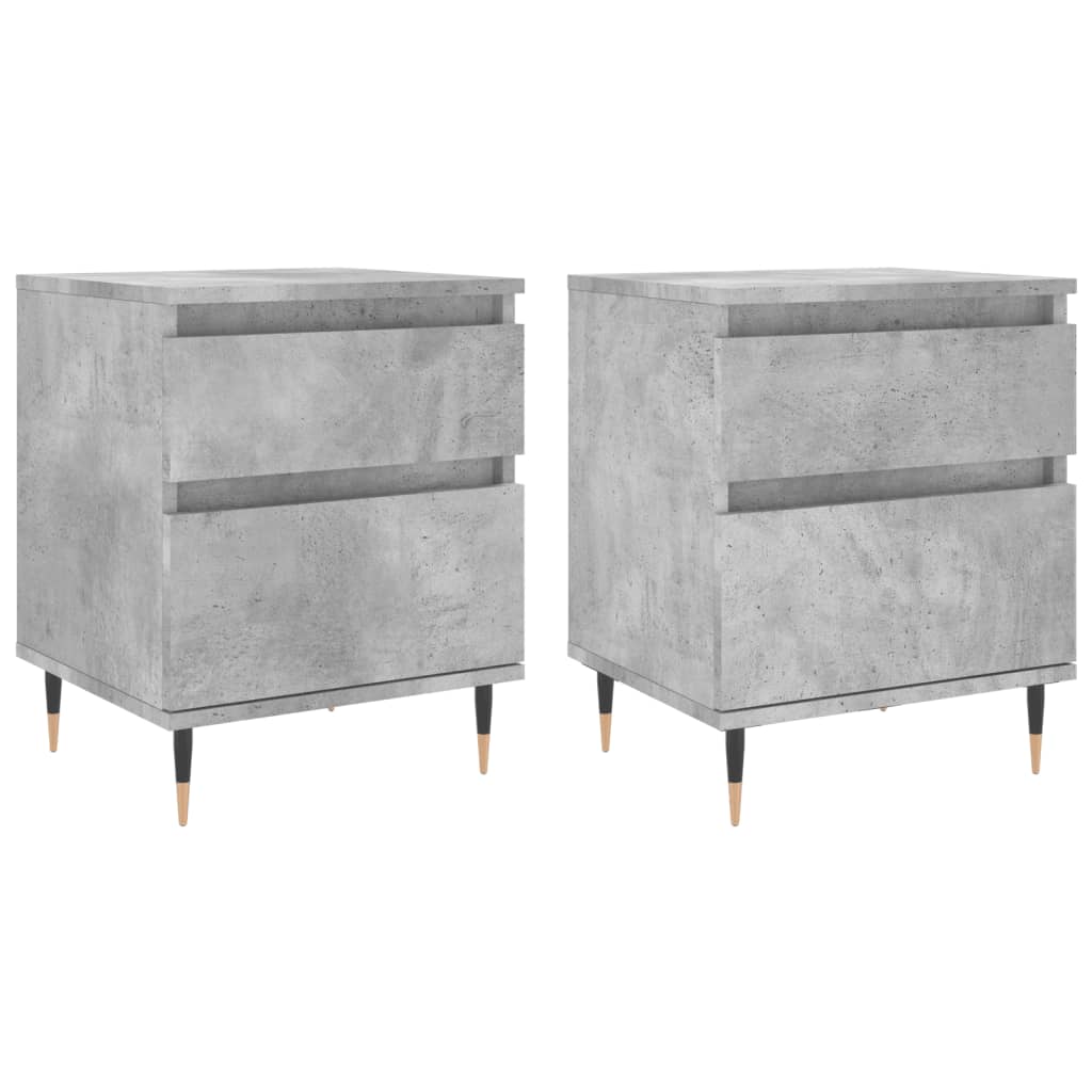 vidaXL Κομοδίνα 2 τεμ. Γκρι Σκυροδέματος 40x35x50 εκ. Επεξεργ. Ξύλο