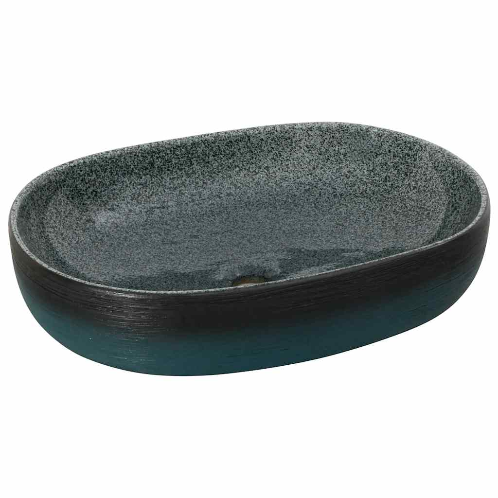 vidaXL Νιπτήρας Οβάλ Τιρκουάζ 59 x 40 x 14 εκ. Κεραμικός