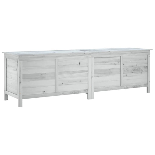 vidaXL Μπαούλο Αποθ. Κήπου Λευκό 198,5x50x56,5εκ Μασίφ Ξύλο Ελάτης