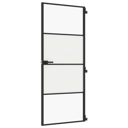 vidaXL Εσωτερική Πόρτα Μαύρη 83 x 201,5 εκ. Ψημένο Γυαλί & Αλουμίνιο