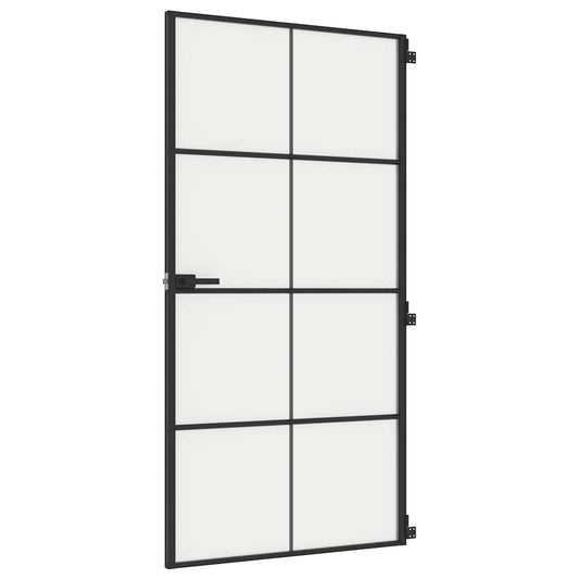 vidaXL Εσωτερική Πόρτα Μαύρη 102,5x201,5 εκ. Ψημένο Γυαλί & Αλουμίνιο