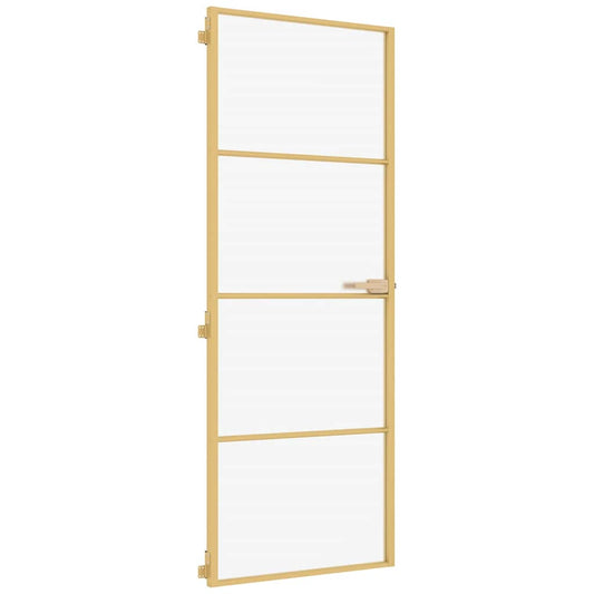vidaXL Εσωτερική Πόρτα Χρυσή 76 x 201,5 εκ. Ψημένο Γυαλί & Αλουμίνιο