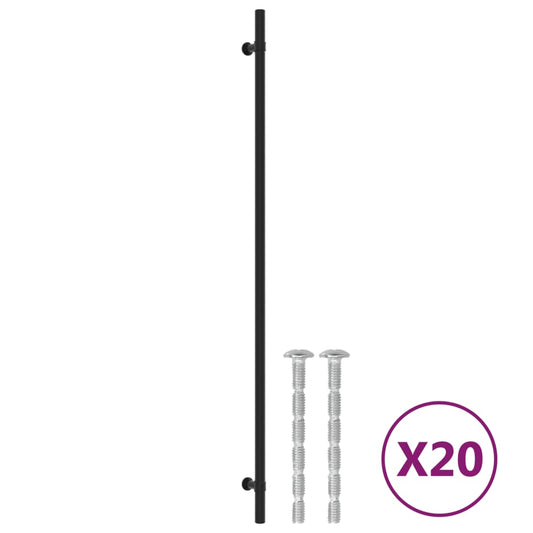 vidaXL Λαβές Ντουλαπιών 20 τεμ. Μαύρες 480 χιλ. από Ανοξείδωτο Ατσάλι