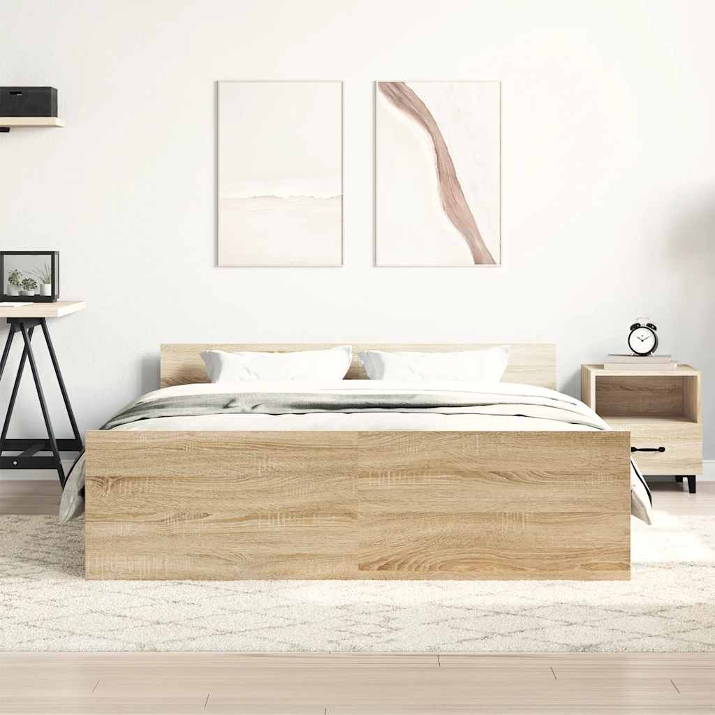 vidaXL Πλαίσιο Κρεβατιού με Κεφαλάρι/Ποδαρικό Γκρι Σκυροδεμ. 120x190εκ