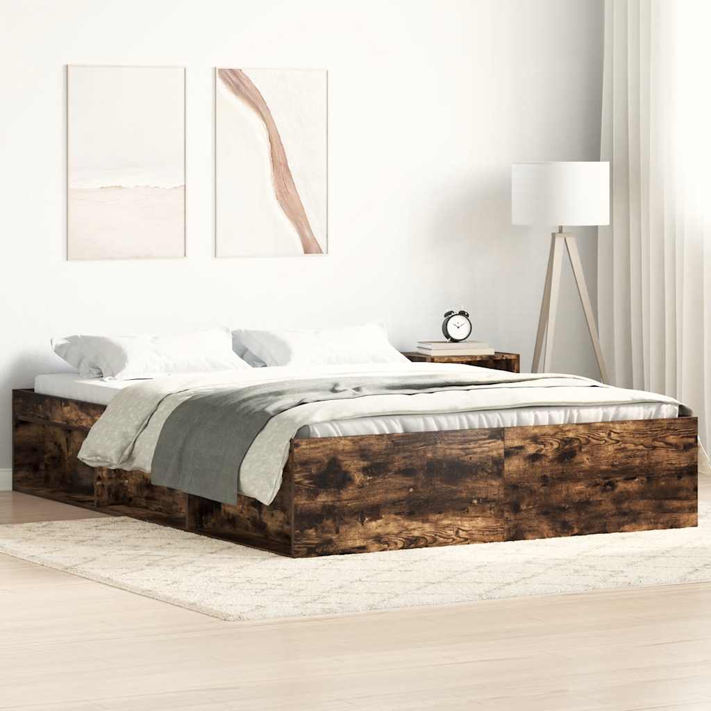 vidaXL Πλαίσιο Κρεβατιού Καπνιστή Δρυς 140x200 εκ.