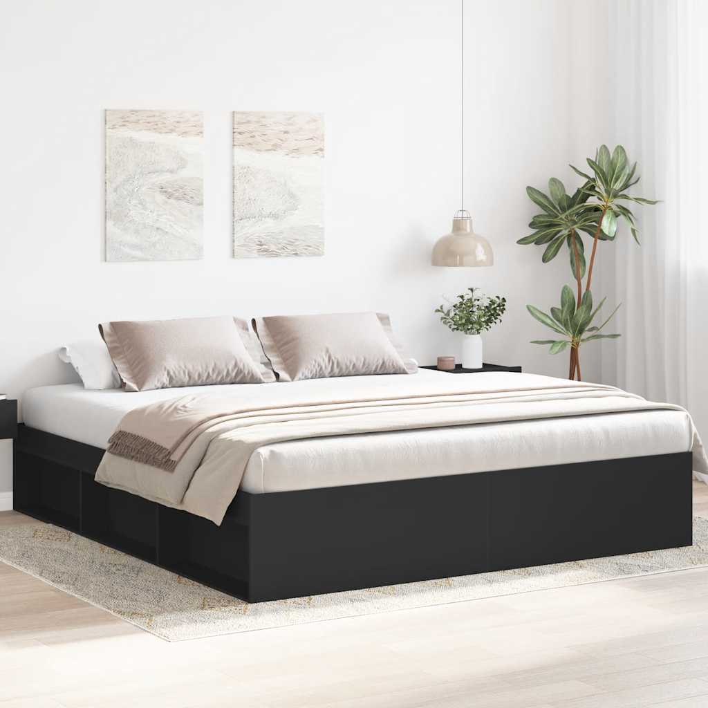 vidaXL Πλαίσιο Κρεβατιού Μαύρο 180 x 200 εκ. Super King