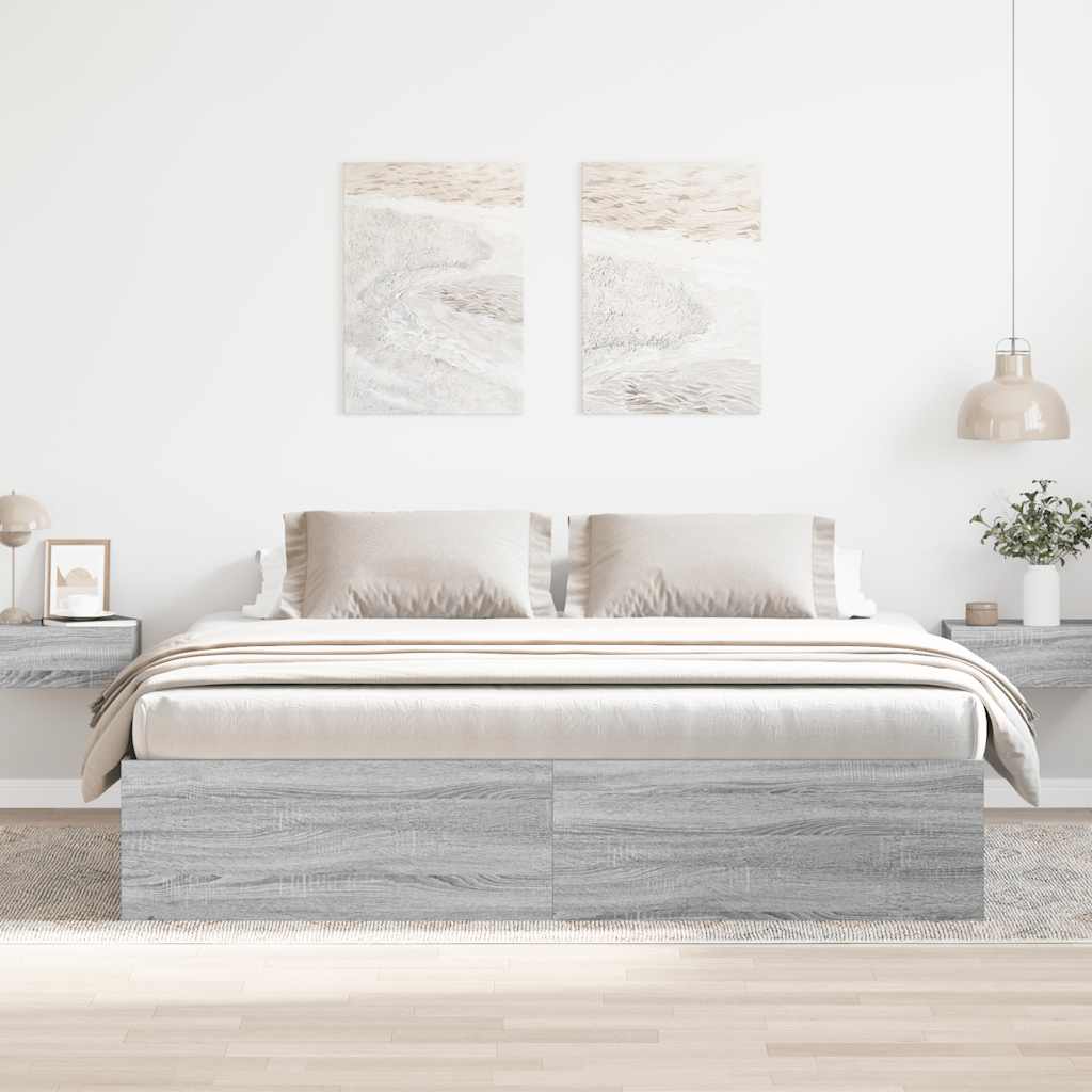 vidaXL Πλαίσιο Κρεβατιού Γκρι Sonoma 180 x 200 εκ. Super King