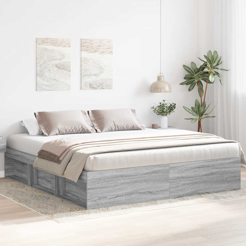 vidaXL Πλαίσιο Κρεβατιού Γκρι Sonoma 180 x 200 εκ. Super King