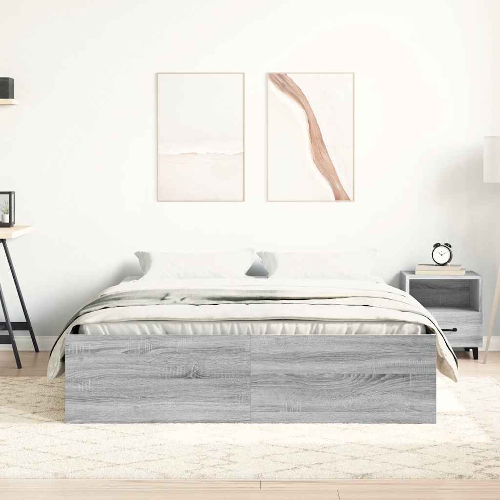 vidaXL Πλαίσιο Κρεβατιού Γκρι Sonoma 140x190 εκ.
