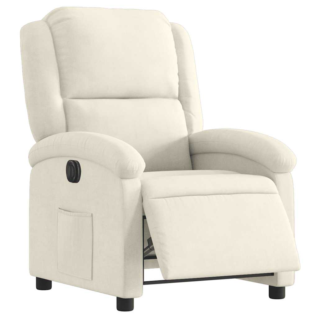 vidaXL Πολυθρόνα Ανακλινόμενη Ηλεκτρική Κρεμ Βελούδινη