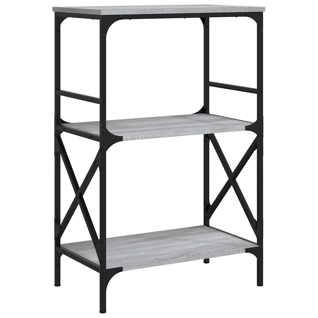 vidaXL Βιβλιοθήκη 3 Επιπέδων Γκρι Sonoma 59x35x90,5 εκ. Επεξεργ. Ξύλο