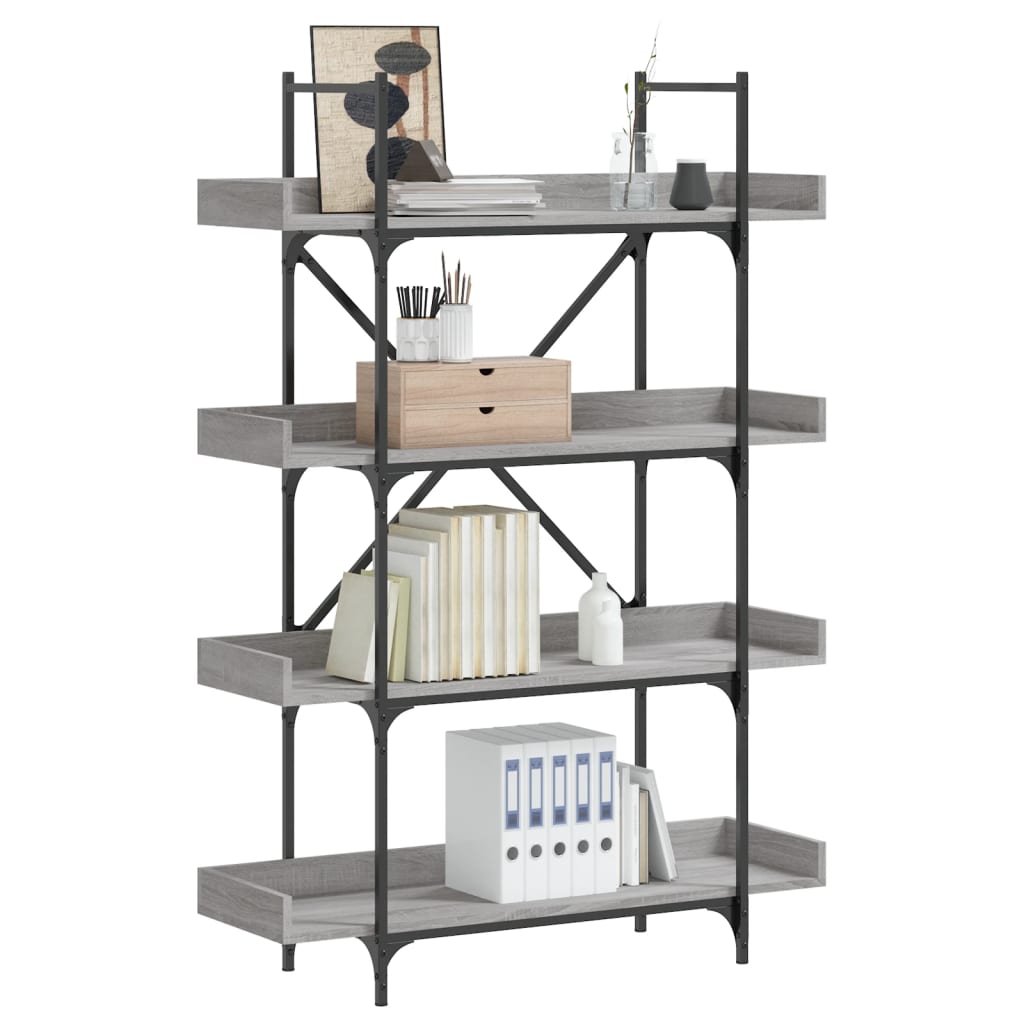 vidaXL Βιβλιοθήκη 4 Επιπέδων Γκρι Sonoma 100x33x145,5εκ. Επεξεργ. Ξύλο