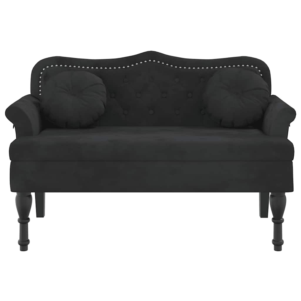 vidaXL Πάγκος με Μαξιλάρια Μαύρο Βελούδο 120,5x65x75 εκ.