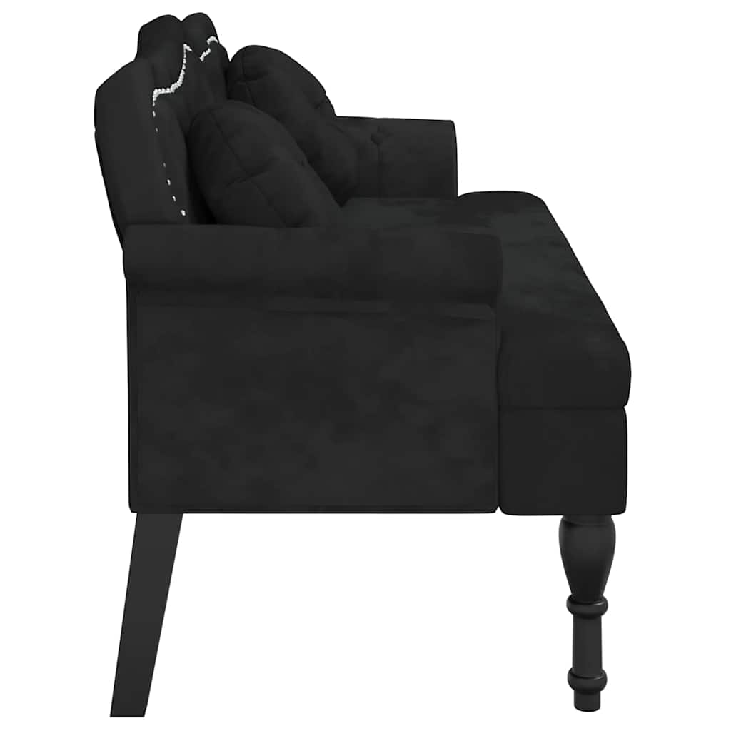 vidaXL Πάγκος με Μαξιλάρια Μαύρο Βελούδο 120,5x65x75 εκ.