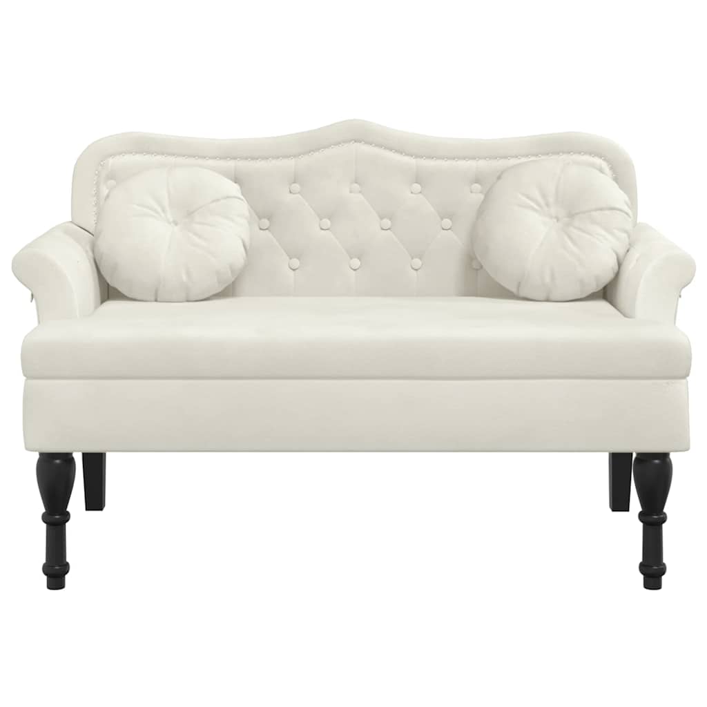 vidaXL Παγκάκι με Μαξιλάρια Κρεμ 120,5 x 65 x 75 εκ. Βελούδινο