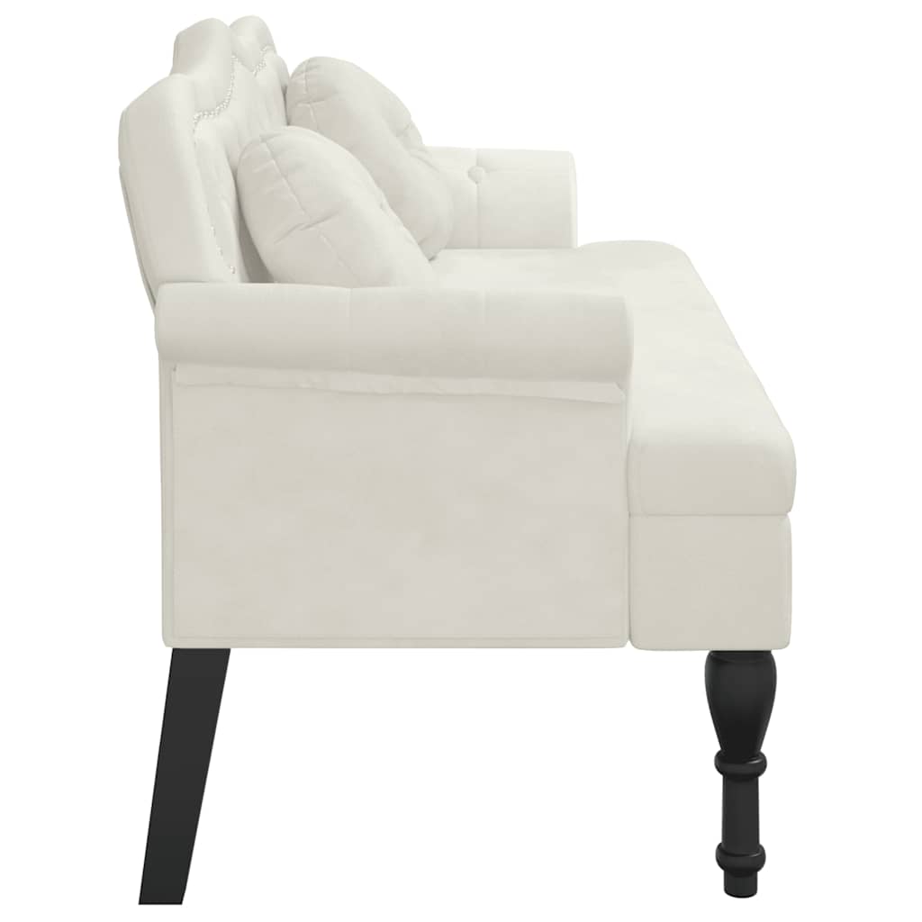 vidaXL Παγκάκι με Μαξιλάρια Κρεμ 120,5 x 65 x 75 εκ. Βελούδινο