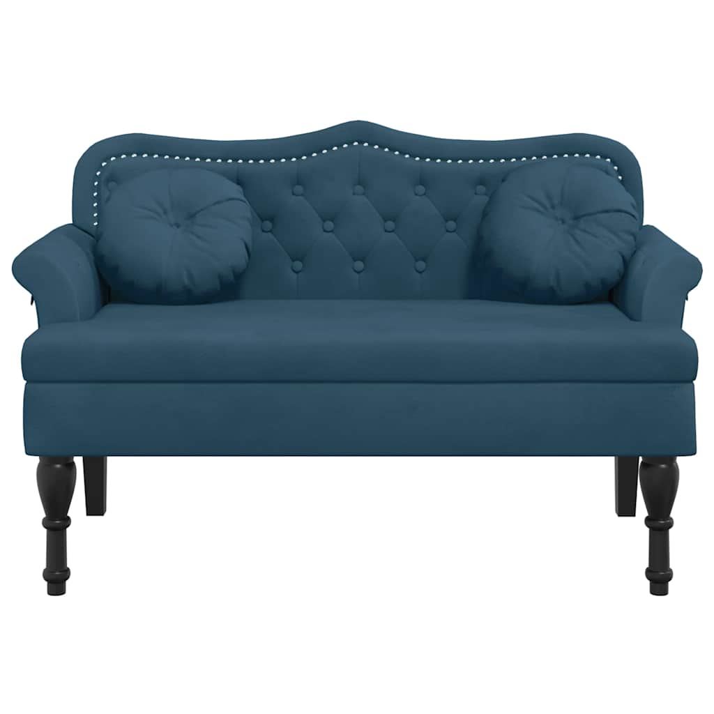 vidaXL Παγκάκι με Μαξιλάρια Μπλε 120,5 x 65 x 75 εκ. Βελούδινο