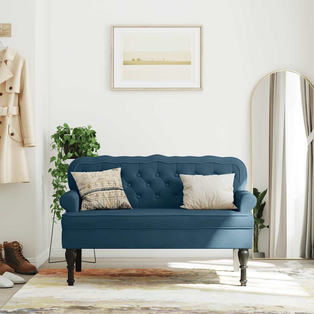 vidaXL Παγκάκι με Πλάτη Μπλε 119,5x64,5x75 εκ. Βελούδινο